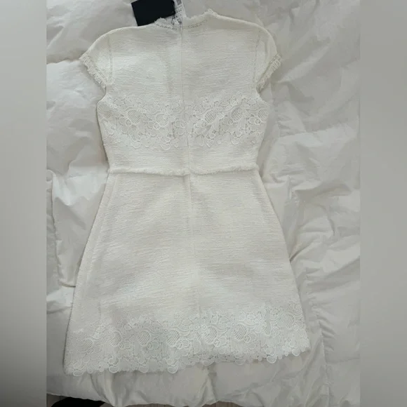 ZARA NWT White embroidered tweed mini dress | Size M - Picture 8 of 12